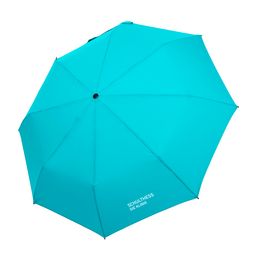 weisser Siebdruck Türkisblauer Knirps Taschenschirm mit Logodruck