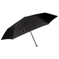 Siebdruck schwarz auf schwarz Personalisierter Regenschirm Knirps US.050 mit Firmenlogo, kompakt und aufgespannt, schwarzer Schirm mit Logo-Aufdruck